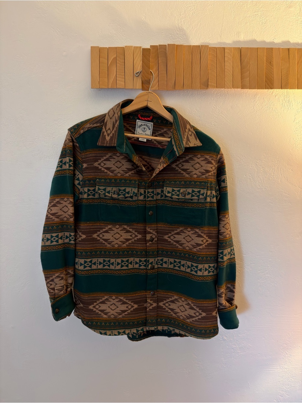 Iron & Resin Green and Brown Aztec Print Men’s Shirt